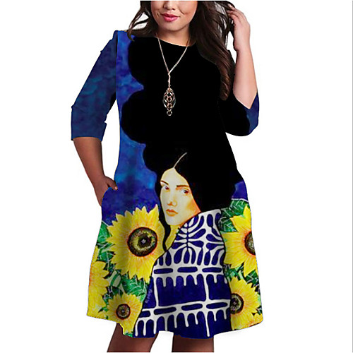 Women's Plus Size Dresses Shift Dress Knee Length Dress 3/4 Length Sleeve Graphic Color Block Print Casual Fall Blue XL XXL 3XL 4XL 5XL / Holiday
Women's Plus Size Dresses Shift Dress Knee Length Dress 3/4 Length Sleeve Graphic Color Block Print Casual Fall Blue XL XXL 3XL 4XL 5XL / Holiday