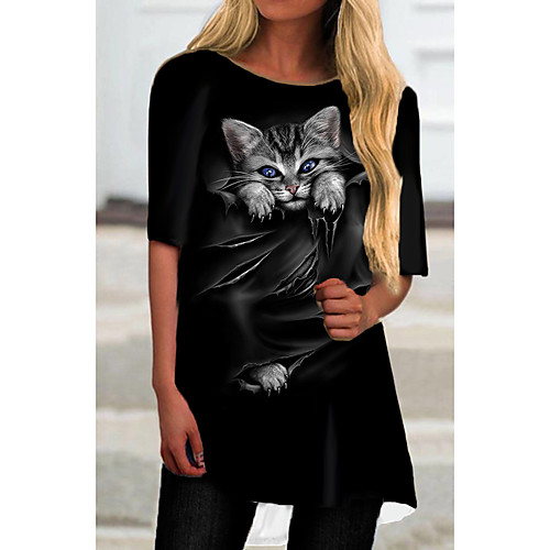 Women's T Shirt Dress Tee Dress Short Mini Dress Black Half Sleeve Cat Animal Print Spring Summer Round Neck Casual 2021 S M L XL XXL 3XL
Women's T Shirt Dress Tee Dress Short Mini Dress Black Half Sleeve Cat Animal Print Spring Summer Round Neck Casual 2021 S M L XL XXL 3XL
