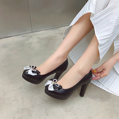 Women's Heels Pumps Round Toe Microfiber Rhinestone Bowknot Color Block White Black Pink
Women's Heels Pumps Round Toe Microfiber Rhinestone Bowknot Color Block White Black Pink