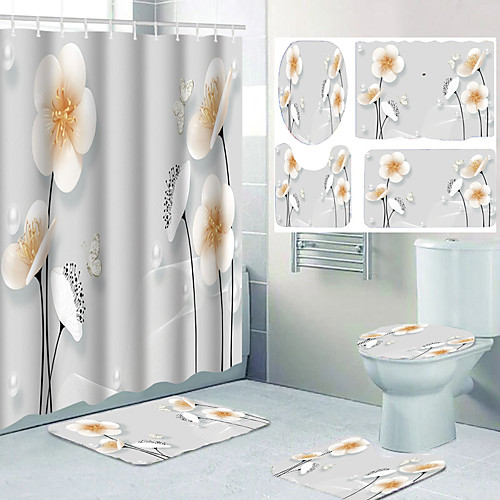 Butterfly Flower Pattern Printing Bathroom Shower Curtain Leisure Toilet Four-piece Design
Butterfly Flower Pattern Printing Bathroom Shower Curtain Leisure Toilet Four-piece Design