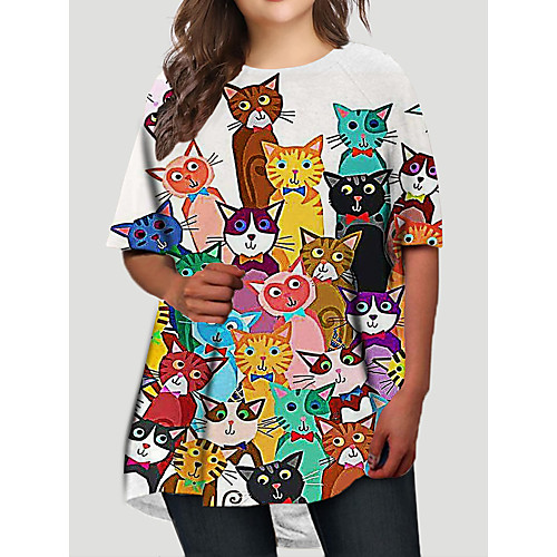 Women's Plus Size Dresses T Shirt Dress Tee Dress Short Mini Dress Half Sleeve Cat Graphic Animal Print Casual Fall White Black XL XXL 3XL 4XL 5XL / Holiday
Women's Plus Size Dresses T Shirt Dress Tee Dress Short Mini Dress Half Sleeve Cat Graphic Animal Print Casual Fall White Black XL XXL 3XL 4XL 5XL / Holiday