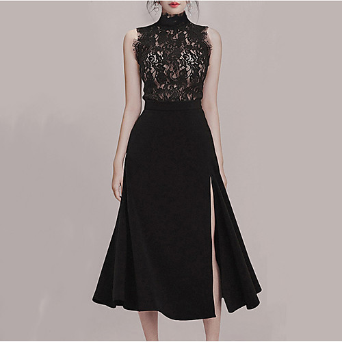 Two Piece Vintage Sexy Wedding Guest Prom Dress High Neck Sleeveless Tea Length Chiffon Lace with Split Lace Insert 2021
Two Piece Vintage Sexy Wedding Guest Prom Dress High Neck Sleeveless Tea Length Chiffon Lace with Split Lace Insert 2021
