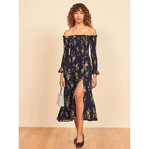 A-Line Floral Boho Holiday Party Wear Dress Off Shoulder Long Sleeve Tea Length Chiffon with Split Pattern / Print 2021
A-Line Floral Boho Holiday Party Wear Dress Off Shoulder Long Sleeve Tea Length Chiffon with Split Pattern / Print 2021