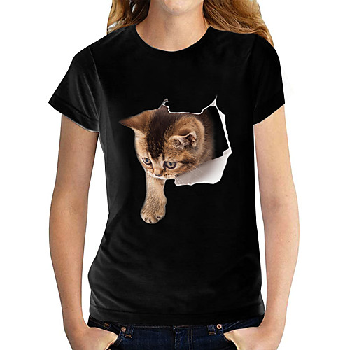 Women's 3D Cat T shirt Cat Graphic 3D Print Round Neck Basic Tops 100% Cotton White Black
Women's 3D Cat T shirt Cat Graphic 3D Print Round Neck Basic Tops 100% Cotton White Black
