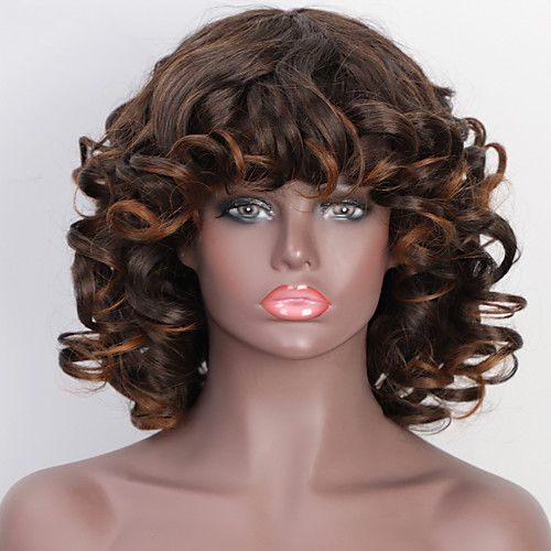

Synthetic Wig Curly Afro Curly Neat Bang Wig Short A1 A2 A3 A4 A5 Synthetic Hair Women's Cosplay Party Fashion Black Brown