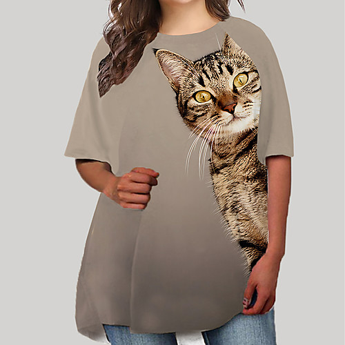 Women's Plus Size Dresses T Shirt Dress Tee Dress Short Mini Dress Half Sleeve Cat Graphic Animal Print Basic Spring & Summer Khaki XL XXL 3XL 4XL 5XL / Going out
Women's Plus Size Dresses T Shirt Dress Tee Dress Short Mini Dress Half Sleeve Cat Graphic Animal Print Basic Spring & Summer Khaki XL XXL 3XL 4XL 5XL / Going out