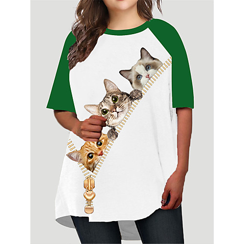 Women's Plus Size Cat Graphic Animal Print Basic Half Sleeve Fall Short Mini Dress T Shirt Dress Tee Dress Black Green
Women's Plus Size Cat Graphic Animal Print Basic Half Sleeve Fall Short Mini Dress T Shirt Dress Tee Dress Black Green