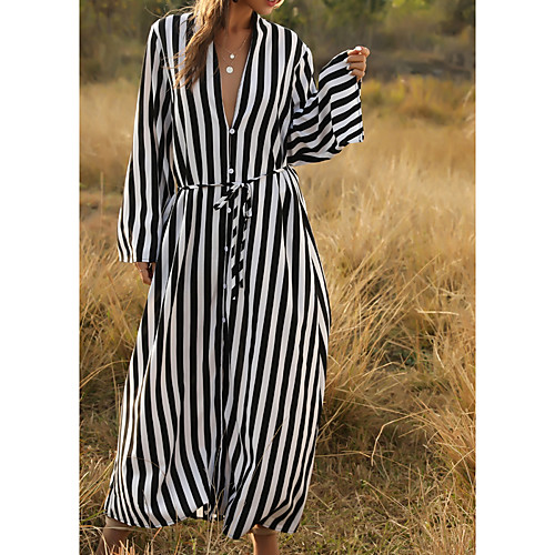 Women's Swing Dress Maxi long Dress Black Red Yellow Blushing Pink Long Sleeve Striped Fall Summer V Neck Elegant Casual 2021 S M L XL
Women's Swing Dress Maxi long Dress Black Red Yellow Blushing Pink Long Sleeve Striped Fall Summer V Neck Elegant Casual 2021 S M L XL