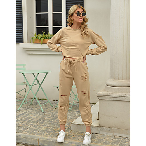 Women's Basic Streetwear Solid Color Vacation Casual / Daily Two Piece Set Tracksuit T shirt Pant Loungewear Drawstring Cut Out Tops
Women's Basic Streetwear Solid Color Vacation Casual / Daily Two Piece Set Tracksuit T shirt Pant Loungewear Drawstring Cut Out Tops