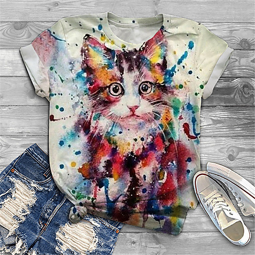 Women's Plus Size Print Cat Graphic Animal T shirt Large Size Crewneck Short Sleeve Basic Tops XL XXL 3XL White Big Size
Women's Plus Size Print Cat Graphic Animal T shirt Large Size Crewneck Short Sleeve Basic Tops XL XXL 3XL White Big Size