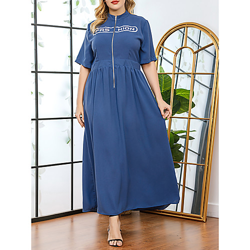 Women's Plus Size Print Casual Short Sleeve Spring & Summer Maxi long Dress A Line Dress Blue / Cotton
Women's Plus Size Print Casual Short Sleeve Spring & Summer Maxi long Dress A Line Dress Blue / Cotton