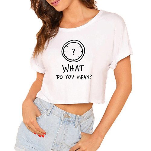 Women's Crop Tshirt Graphic Text Print Round Neck Tops 100% Cotton Basic Basic Top White
Women's Crop Tshirt Graphic Text Print Round Neck Tops 100% Cotton Basic Basic Top White