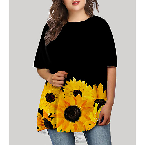 Women's Plus Size Floral Graphic Print Basic Half Sleeve Fall Short Mini Dress T Shirt Dress Tee Dress Black
Women's Plus Size Floral Graphic Print Basic Half Sleeve Fall Short Mini Dress T Shirt Dress Tee Dress Black