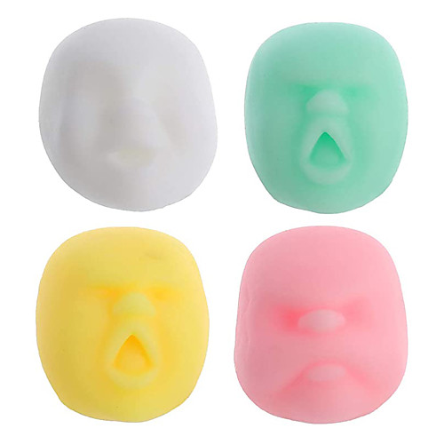 

4PCS Vent Human Face Ball Soft Stretchy Face Toy Emotion Vent Doll Emotion Vent Stress Reliever Party Favor for Adult Kid (Random Style)