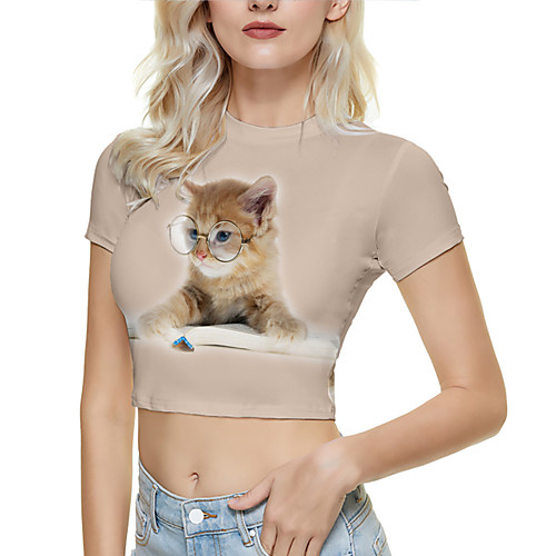 Women's Crop Tshirt Cat 3D Animal Print Round Neck Tops Basic Basic Top White Black Yellow
Women's Crop Tshirt Cat 3D Animal Print Round Neck Tops Basic Basic Top White Black Yellow