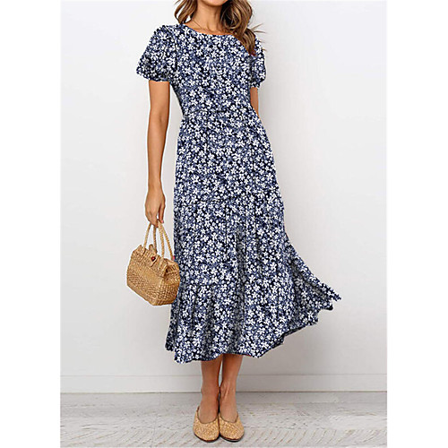 Women's Swing Dress Midi Dress Navy Blue Short Sleeve Floral Flower Vintage Style Print Spring Summer Round Neck Vintage Style Elegant Holiday 2021 S M L XL XXL / Satin
Women's Swing Dress Midi Dress Navy Blue Short Sleeve Floral Flower Vintage Style Print Spring Summer Round Neck Vintage Style Elegant Holiday 2021 S M L XL XXL / Satin