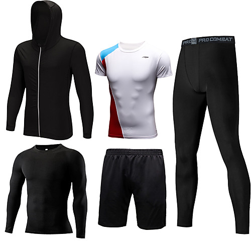 Men's Full Zip Activewear Set Athletic Athleisure 5pcs Summer Long Sleeve Elastane Quick Dry Breathable Sweat Out Fitness Gym Workout Running Active Training Training Sportswear Solid Colored Normal
Men's Full Zip Activewear Set Athletic Athleisure 5pcs Summer Long Sleeve Elastane Quick Dry Breathable Sweat Out Fitness Gym Workout Running Active Training Training Sportswear Solid Colored Normal
