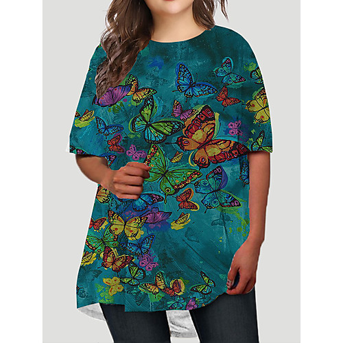 Women's Plus Size Dresses T Shirt Dress Tee Dress Short Mini Dress Half Sleeve Graphic Butterfly Print Basic Fall Light Yellow Green XL XXL 3XL 4XL 5XL / Holiday
Women's Plus Size Dresses T Shirt Dress Tee Dress Short Mini Dress Half Sleeve Graphic Butterfly Print Basic Fall Light Yellow Green XL XXL 3XL 4XL 5XL / Holiday