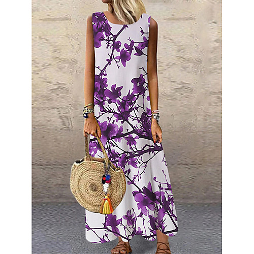 Women's Shift Dress Maxi long Dress Purple Sleeveless Floral Print Print Spring Summer Round Neck Casual 2021 S M L XL XXL 3XL
Women's Shift Dress Maxi long Dress Purple Sleeveless Floral Print Print Spring Summer Round Neck Casual 2021 S M L XL XXL 3XL