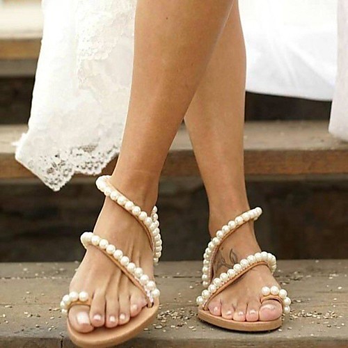 Women's Sandals Flat Heel Round Toe PU Pearl Imitation Pearl Solid Colored White
Women's Sandals Flat Heel Round Toe PU Pearl Imitation Pearl Solid Colored White