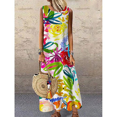 Women's Shift Dress Maxi long Dress Rainbow Sleeveless Floral Print Print Spring Summer Round Neck Casual 2021 S M L XL XXL 3XL
Women's Shift Dress Maxi long Dress Rainbow Sleeveless Floral Print Print Spring Summer Round Neck Casual 2021 S M L XL XXL 3XL
