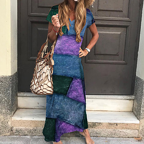 Women's Sheath Dress Maxi long Dress Blue Purple Green Short Sleeve Print Print Spring Summer V Neck Boho 2021 S M L XL
Women's Sheath Dress Maxi long Dress Blue Purple Green Short Sleeve Print Print Spring Summer V Neck Boho 2021 S M L XL