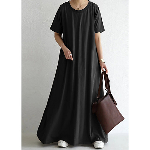 Women's Swing Dress Maxi long Dress Black Orange Brown Short Sleeve Solid Color Summer Round Neck Elegant Cotton 2021 S M L XL XXL 3XL 4XL 5XL
Women's Swing Dress Maxi long Dress Black Orange Brown Short Sleeve Solid Color Summer Round Neck Elegant Cotton 2021 S M L XL XXL 3XL 4XL 5XL
