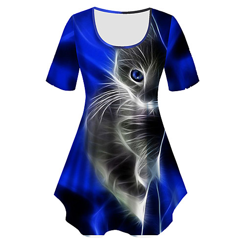 Women's Plus Size Print Cat Graphic Animal T shirt Large Size Crewneck Short Sleeve Basic Tops XL XXL 3XL Blue Big Size
Women's Plus Size Print Cat Graphic Animal T shirt Large Size Crewneck Short Sleeve Basic Tops XL XXL 3XL Blue Big Size