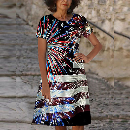Women's Shift Dress Knee Length Dress Black Short Sleeve Flag Print Spring Summer Round Neck Casual 2021 S M L XL XXL 3XL
Women's Shift Dress Knee Length Dress Black Short Sleeve Flag Print Spring Summer Round Neck Casual 2021 S M L XL XXL 3XL