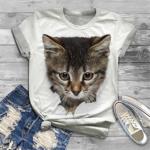 Women's Plus Size Print Cat Graphic T shirt Large Size Crewneck Short Sleeve Basic Tops XL XXL 3XL White Big Size
Women's Plus Size Print Cat Graphic T shirt Large Size Crewneck Short Sleeve Basic Tops XL XXL 3XL White Big Size