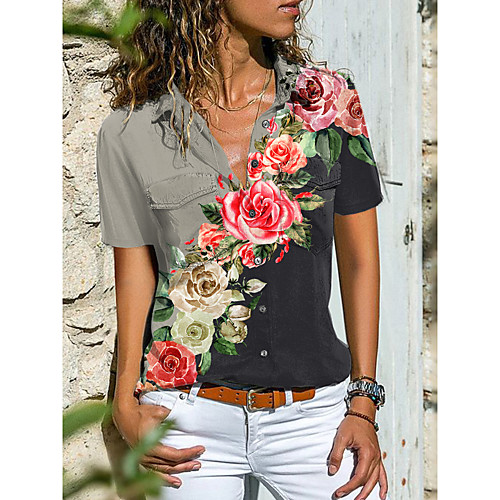 Women's Blouse Shirt Floral Graphic Color Block Button Print Shirt Collar Tops Casual Streetwear Basic Top Khaki Gray
Women's Blouse Shirt Floral Graphic Color Block Button Print Shirt Collar Tops Casual Streetwear Basic Top Khaki Gray