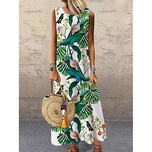 Women's Shift Dress Maxi long Dress White Sleeveless Floral Print Spring Summer Round Neck Casual 2021 S M L XL XXL 3XL
Women's Shift Dress Maxi long Dress White Sleeveless Floral Print Spring Summer Round Neck Casual 2021 S M L XL XXL 3XL