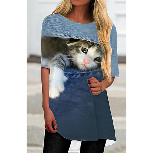 Women's T Shirt Dress Tee Dress Short Mini Dress Blue Half Sleeve Cat Animal Print Spring Summer Round Neck Casual 2021 S M L XL XXL 3XL
Women's T Shirt Dress Tee Dress Short Mini Dress Blue Half Sleeve Cat Animal Print Spring Summer Round Neck Casual 2021 S M L XL XXL 3XL