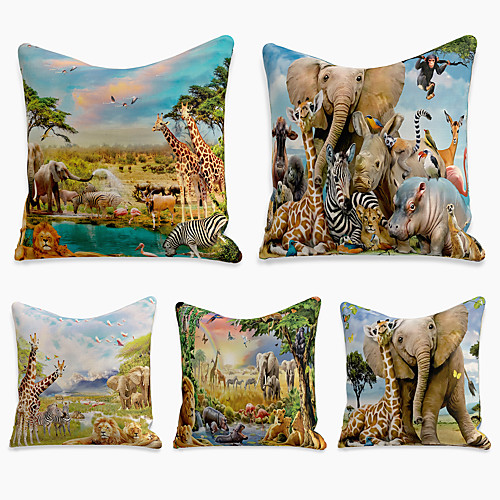 Cushion Cover 5PC Linen Soft Decorative Square Throw Pillow Cover Cushion Case Pillowcase for Sofa Bedroom 45 x 45 cm (18 x 18 Inch) Superior Quality Machine Washable Animal
Cushion Cover 5PC Linen Soft Decorative Square Throw Pillow Cover Cushion Case Pillowcase for Sofa Bedroom 45 x 45 cm (18 x 18 Inch) Superior Quality Machine Washable Animal