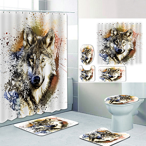 Doodle Wolf Head Digital Printing Four-piece Set Shower Curtains and Hooks Modern Polyester Machine Made Waterproof Bathroom
Doodle Wolf Head Digital Printing Four-piece Set Shower Curtains and Hooks Modern Polyester Machine Made Waterproof Bathroom