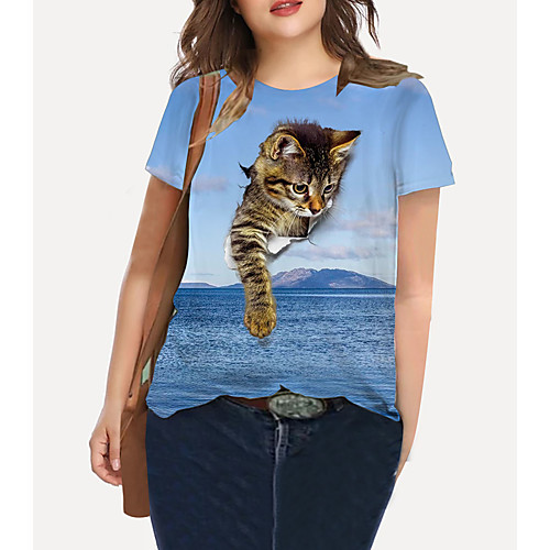 Women's Plus Size Print Cat Graphic Animal T shirt Large Size Crewneck Short Sleeve Basic Tops XL XXL 3XL Blue Big Size
Women's Plus Size Print Cat Graphic Animal T shirt Large Size Crewneck Short Sleeve Basic Tops XL XXL 3XL Blue Big Size