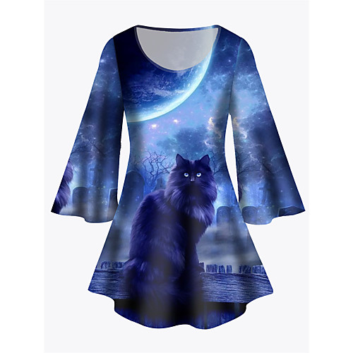 Women's Plus Size Print Cat Graphic Tunic Large Size Crewneck 3/4 Length Sleeve Basic Tops XL XXL 3XL Blue Big Size
Women's Plus Size Print Cat Graphic Tunic Large Size Crewneck 3/4 Length Sleeve Basic Tops XL XXL 3XL Blue Big Size