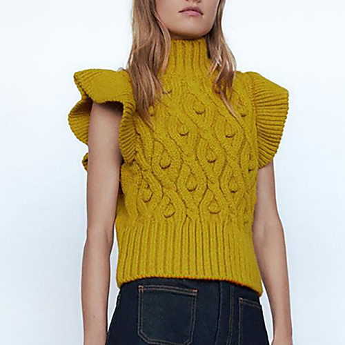 Women's Knitted Solid Color Vest Short Sleeves Sweater Cardigans Turtleneck Winter Yellow
Women's Knitted Solid Color Vest Short Sleeves Sweater Cardigans Turtleneck Winter Yellow