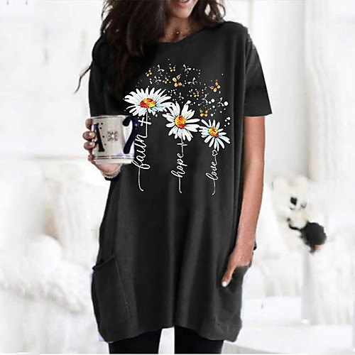 Women's T shirt Dress Graphic Flower Round Neck Tops Basic Basic Top Black Wine Army Green
Women's T shirt Dress Graphic Flower Round Neck Tops Basic Basic Top Black Wine Army Green