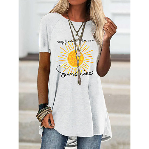 Women's T shirt Graphic Text Print Round Neck Tops Basic Basic Top White Gray
Women's T shirt Graphic Text Print Round Neck Tops Basic Basic Top White Gray
