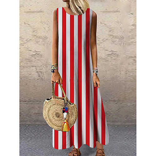 Women's Shift Dress Maxi long Dress Red Sleeveless Striped Print Spring Summer Round Neck Casual 2021 S M L XL XXL 3XL
Women's Shift Dress Maxi long Dress Red Sleeveless Striped Print Spring Summer Round Neck Casual 2021 S M L XL XXL 3XL
