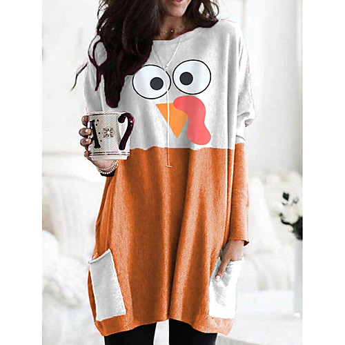 Women's T shirt Cartoon Graphic Long Sleeve Pocket Round Neck Tops Basic Basic Top Black Orange Khaki
Women's T shirt Cartoon Graphic Long Sleeve Pocket Round Neck Tops Basic Basic Top Black Orange Khaki