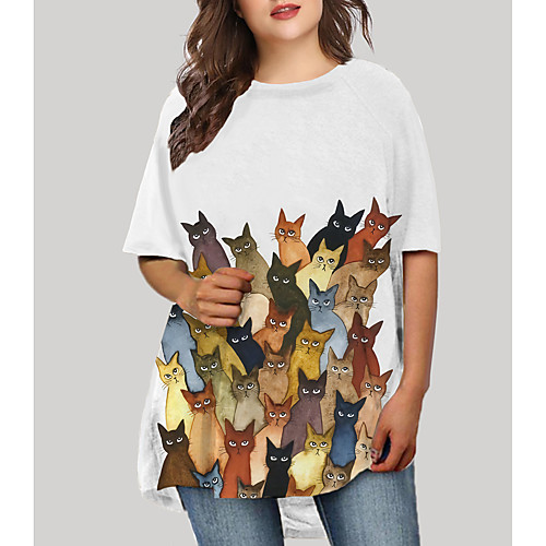 Women's Plus Size Dresses T Shirt Dress Tee Dress Short Mini Dress Half Sleeve Cat Graphic Animal Print Basic Fall White XL XXL 3XL 4XL 5XL / Holiday
Women's Plus Size Dresses T Shirt Dress Tee Dress Short Mini Dress Half Sleeve Cat Graphic Animal Print Basic Fall White XL XXL 3XL 4XL 5XL / Holiday