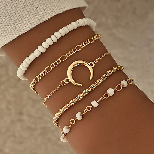 5pcs Women's Chain Bracelet Bead Bracelet Vintage Bracelet Vintage Style Moon Fashion Vintage Classic Punk Trendy Alloy Bracelet Jewelry Gold For Anniversary Gift Date Birthday Festival
5pcs Women's Chain Bracelet Bead Bracelet Vintage Bracelet Vintage Style Moon Fashion Vintage Classic Punk Trendy Alloy Bracelet Jewelry Gold For Anniversary Gift Date Birthday Festival