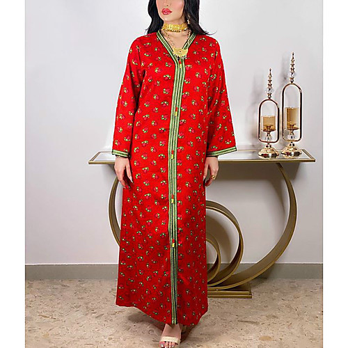 Women's Kaftan Dress Maxi long Dress Red Long Sleeve Solid Color Patchwork Print Spring Summer V Neck Casual 2021 S M L XL XXL
Women's Kaftan Dress Maxi long Dress Red Long Sleeve Solid Color Patchwork Print Spring Summer V Neck Casual 2021 S M L XL XXL