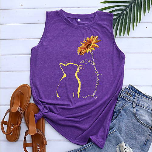 Women's Tank Top Floral Graphic Animal Print Round Neck Tops Basic Basic Top Blue Purple Light gray
Women's Tank Top Floral Graphic Animal Print Round Neck Tops Basic Basic Top Blue Purple Light gray