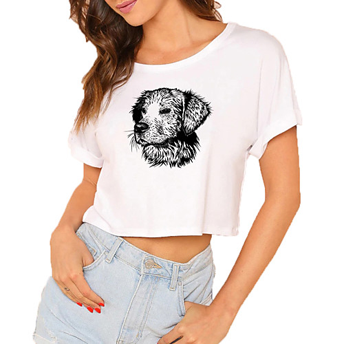 Women's Crop Tshirt Dog Graphic 3D Print Round Neck Tops 100% Cotton Basic Basic Top White
Women's Crop Tshirt Dog Graphic 3D Print Round Neck Tops 100% Cotton Basic Basic Top White