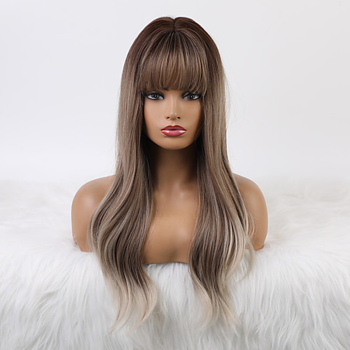 Synthetic Wig Body Wave Neat Bang Wig Long Dark Brown / Light Brown Synthetic Hair 24 inch Women's Fashionable Design Women Ombre Hair Brown
Synthetic Wig Body Wave Neat Bang Wig Long Dark Brown / Light Brown Synthetic Hair 24 inch Women's Fashionable Design Women Ombre Hair Brown