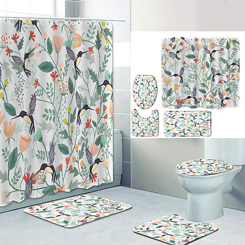 Bird with Flowers Digital Printing Four-piece Set Shower Curtains and Hooks Modern Polyester Machine Made Waterproof Bathroom
Bird with Flowers Digital Printing Four-piece Set Shower Curtains and Hooks Modern Polyester Machine Made Waterproof Bathroom