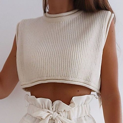 Women's Knitted Solid Color Vest Sleeveless Sweater Cardigans Crew Neck Fall Summer Beige
Women's Knitted Solid Color Vest Sleeveless Sweater Cardigans Crew Neck Fall Summer Beige